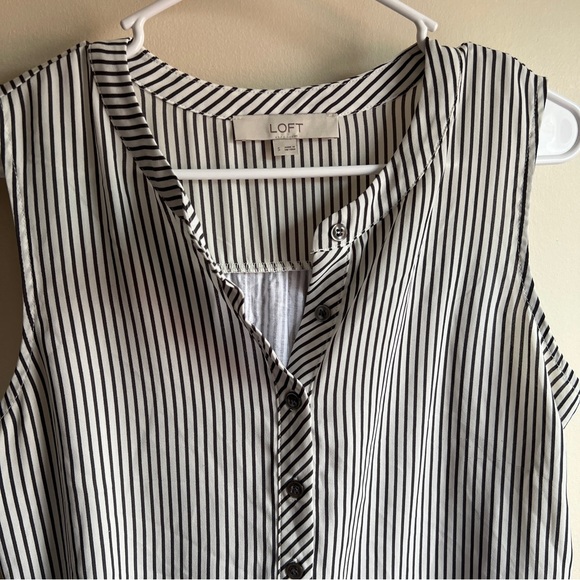 Loft Striped Popover Mixed Media Tank Top - Picture 2 of 4